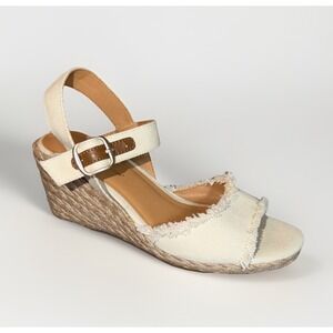 Tommy Bahama Sandals Womens 7.5 M Savina Wedge Espadrille Cream Ankle Strap